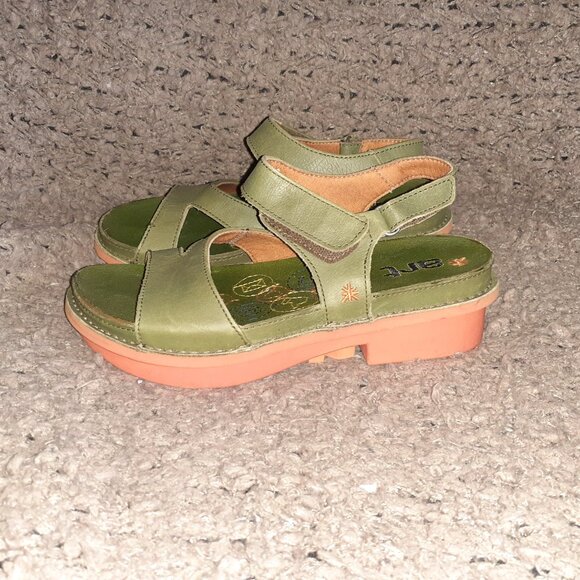 ART COMPANY-1105-I Like Memphis-Khaki Green/Orange Wedge-Size 37-Excellent - Picture 2 of 7